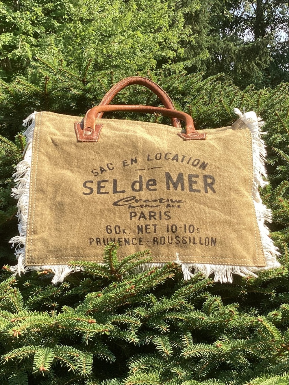 Myra Bag Sel De Mer Sac En Location Canvas & Leather Boho Tote Handbag🦋